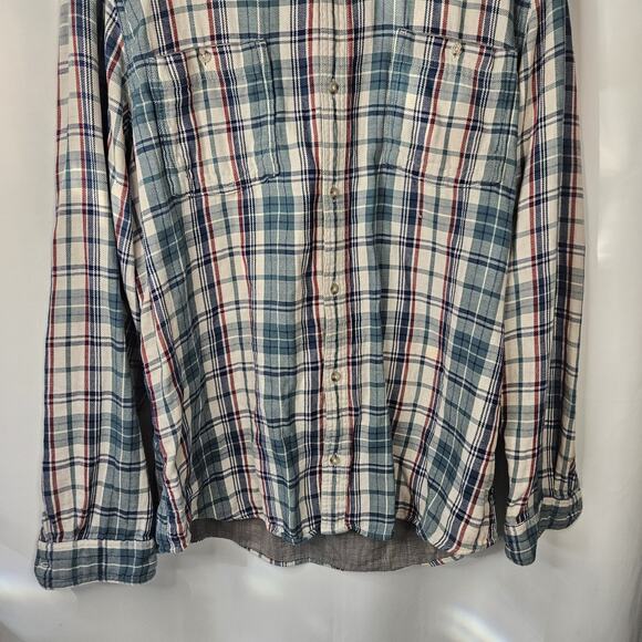 Toad and Co Blue Red Plaid Shirt Mens Sz Xl Long Sleeve Button Up Flannel - Picture 3 of 9